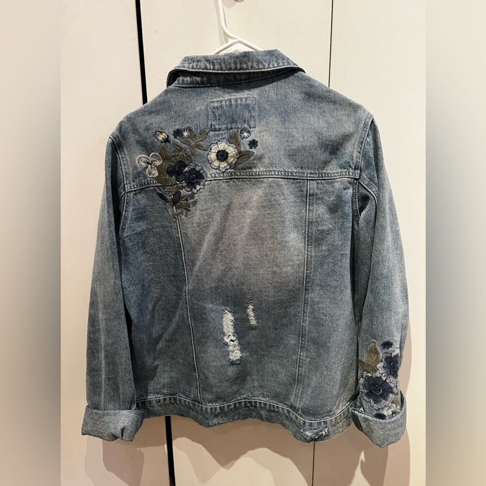Embroidered jean jacket. Barely worn